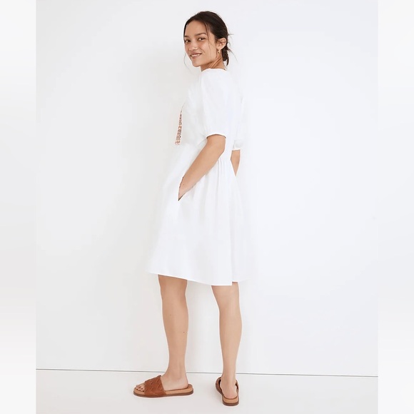 NWT Madewell Embroidered Poplin V-Neck Mini Dress - Picture 2 of 11